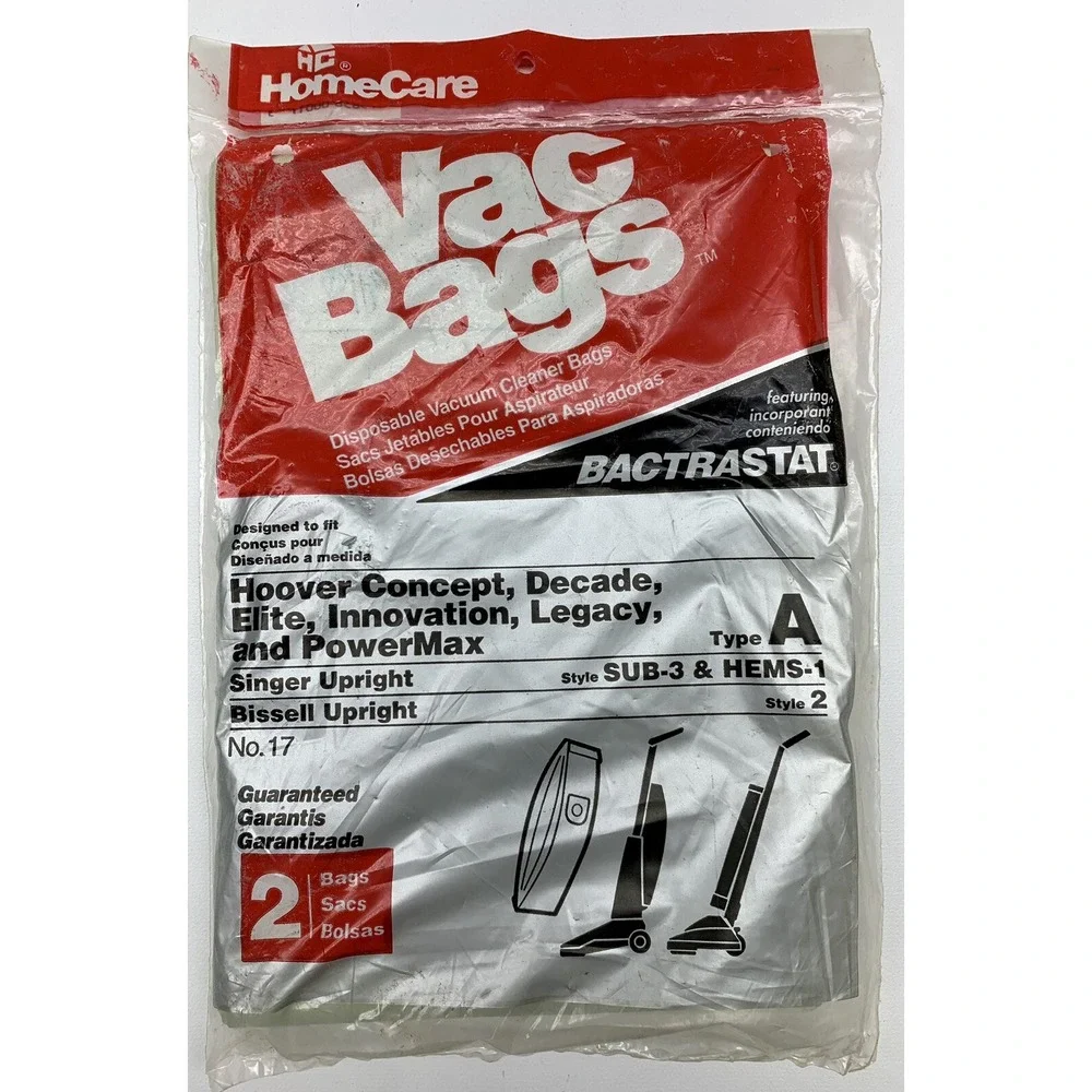 1 pk HomeCare Vacuum Bags Type A Style Sub 3 & HEMS 1 Bissell Upright Style‎ 2